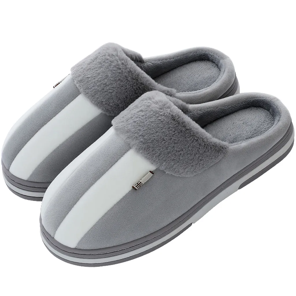 

Striped Slippers Men Funny Non-slip Indoors Soft Plush Home Slippers Men Indoor Cotton Warmshoes Bedroom Chinelo Masculino