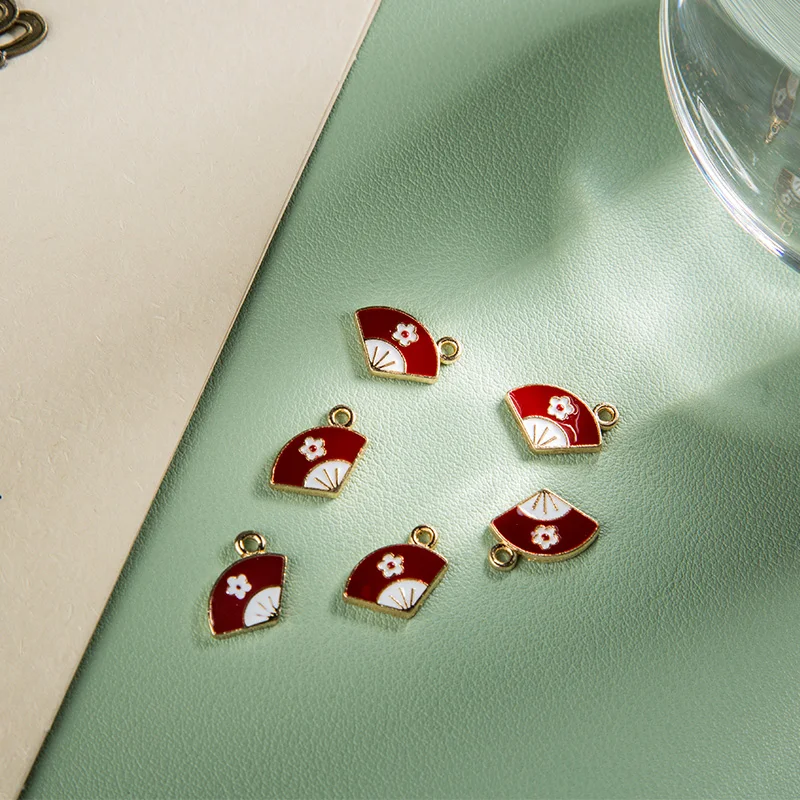 

10pcs/13*15mm Japanese alloy metal fan bracelet pendant K gold Dripping oil fan earring holder DIY enamel girl pendant holder