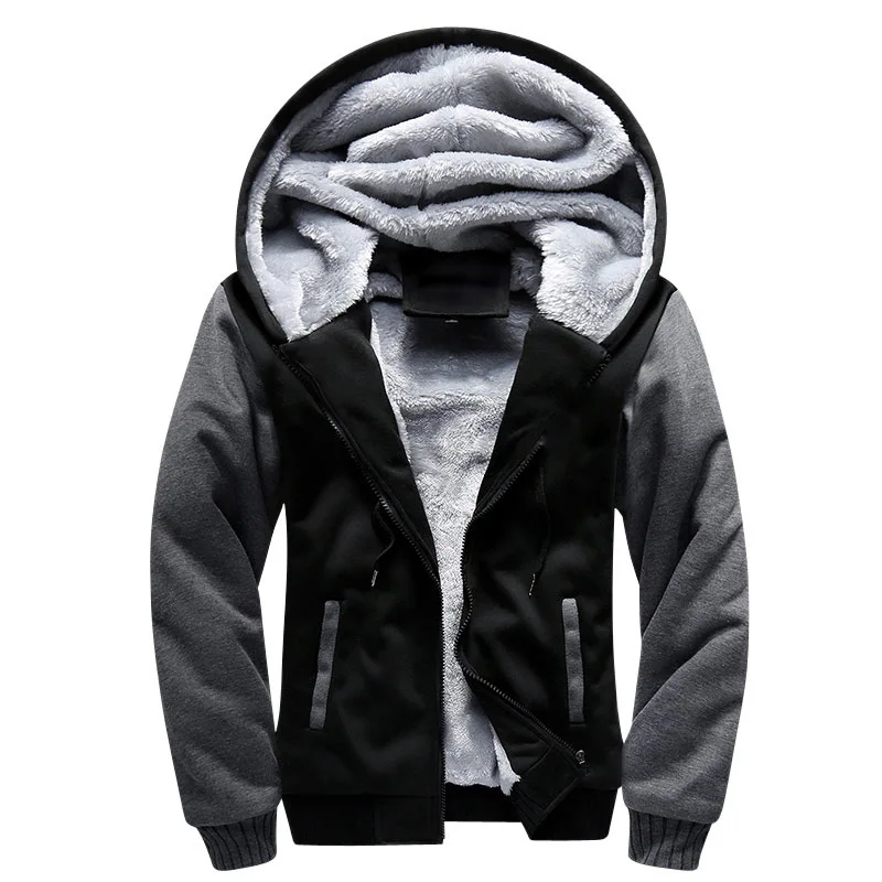 

Shionfa Patchwork Fleece Men's Hoodie Winter Thick Sweatshirts Casual Hooded Cardigan Fashion Bomber Fur Jackets Zipper Coat 5xl