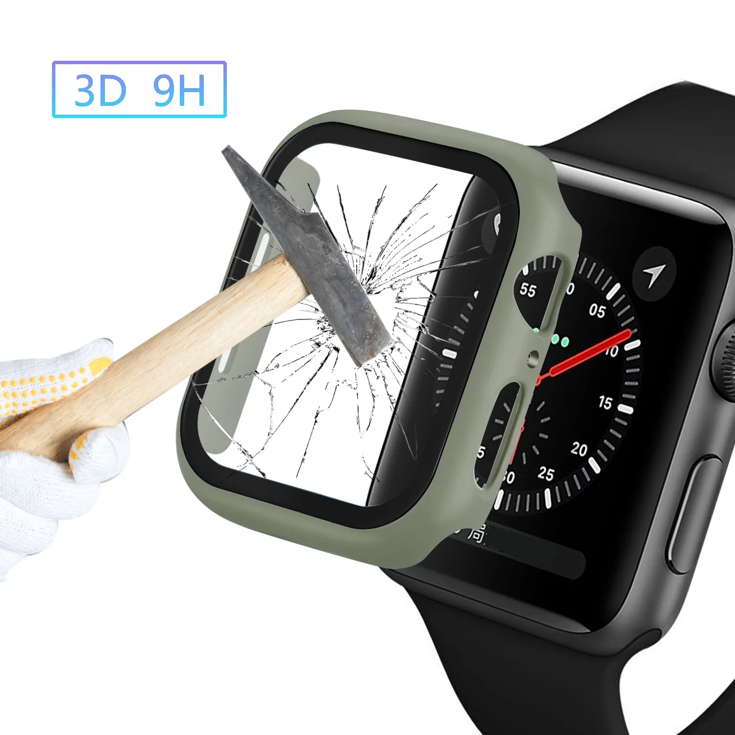 Защитный чехол для Apple Watch 5 4 3 2 1 40 мм 44 3D закаленное стекло на весь экран защита