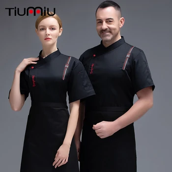

Restaurant Chef Uniforms Shirt Men Women Kitchen Bakery Waiter Barber Work Clothes Catering Chef Jackets Baking Sushi Costume