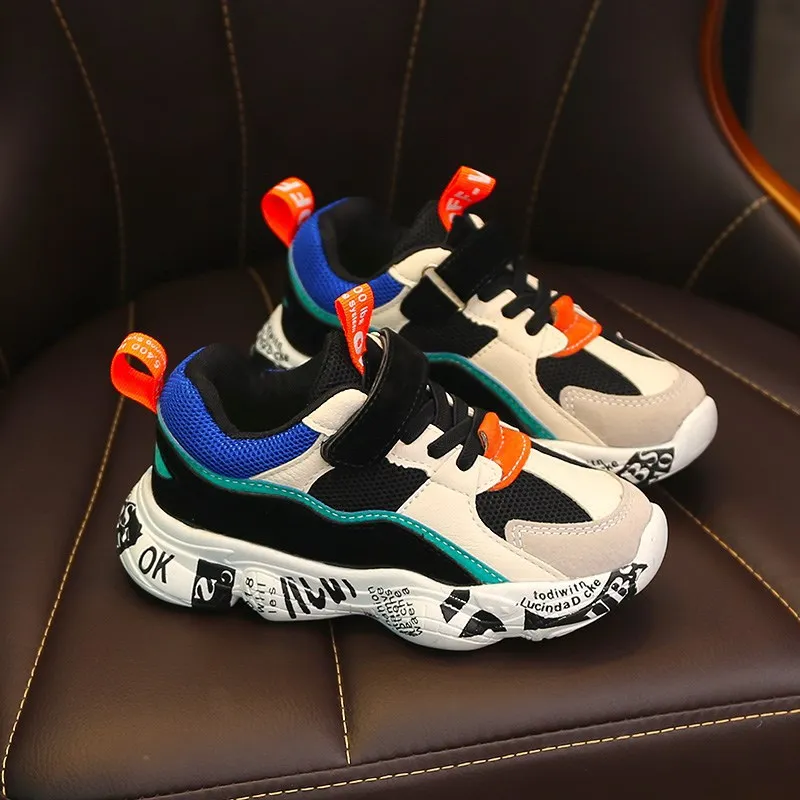 

2020 Autumn Winter Kids Children Casual Sports Shoes for Boys Girls Student Patchwork Sneaker Fashion Graffiti Boots Anti-Slipp