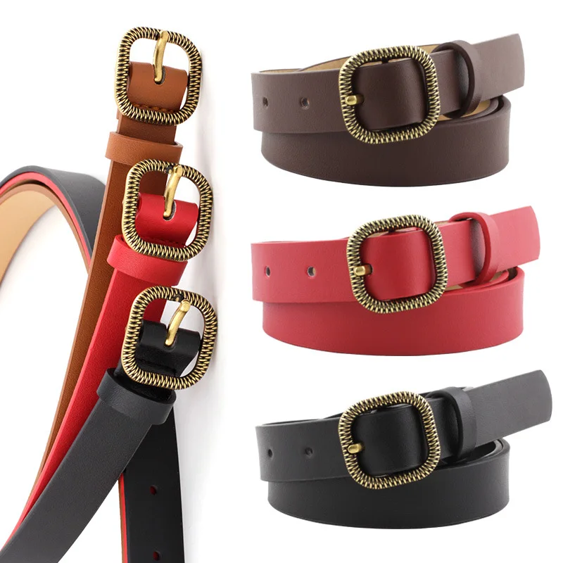 

Waist Belts for Women Fashion Gold Buckle Womens Belts Decorated Jeans Belt Retro Small Square Buckle Belt Girl Luxury Brand