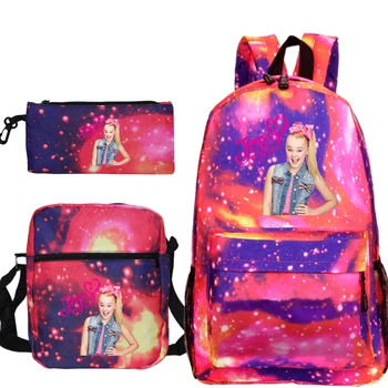 

Female Casual School Three-piece Bag Set Student Shoulder Schoolbag Jojo Siwa Travel Backpack With Pen Bags and MessengerBag