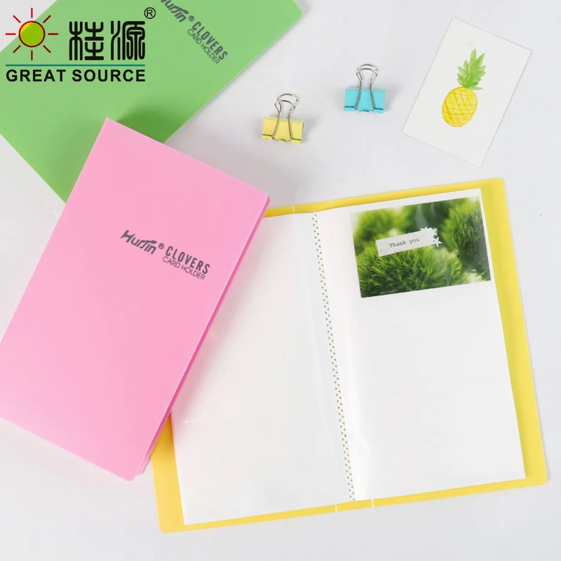 Makeasy ID Card Album Member Card Book 120 Pockets Name Organizer Pockets PP Leaf Candy Color Cover Book For Business