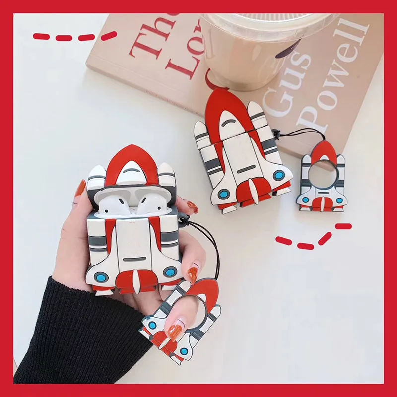 

Funny Rocket For Apple Airpods 2 Case Headset Protective Cover For Airpods Bluetooth Earphone Case Fashion Charging Case Box