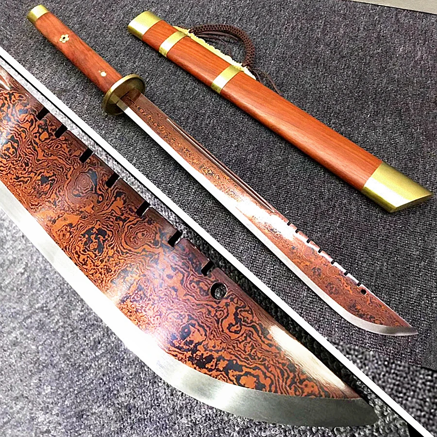 Redwood Сая китайская Династия Цин меч да дао кунг фу широкий красный Дамасская