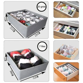 

Bamboo Charcoal Non-Woven Fabric Storage Box Folding Underwear Organizer Bra Tie