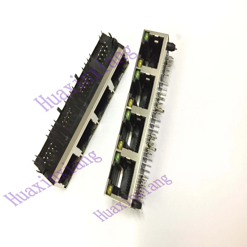 Portas de Aço Escudo Rede Fêmea Jack Soquete Conector 1*4p 90 Graus com Led 10 Peças Lote Rj45 8p8c