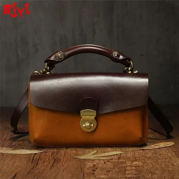 

Niche Vintage Mini Leather Women Portable Diagonal Bag Female Cowhide Small Handbags Ladies Shoulder Square Bag Lock Shape Bags