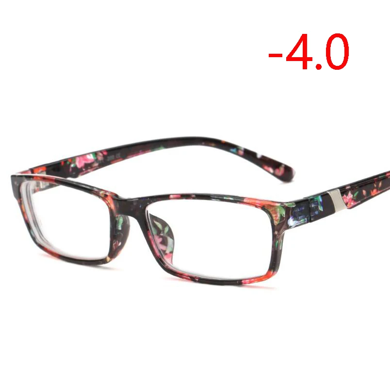 Женские Мужские готовые Цветочные ножки красные очки для близорукости анти-Blu-ray близорукость солнцезащитные очки-100-150-200-250-300-600 - Цвет оправы: Myopia 400