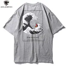 Aolamegs Футболка мужская Японская Ретро Мужская футболка с круглым вырезом хлопковая простая модная уличная парная футболка уличная одежда