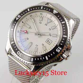 

BLIGER White Mechanical Automatic Men Watch Rotating Bezel Date Window MIYOTA 8215 MINGZHU 2813