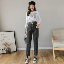 Ретро модные джинсовые брюки женские легкие Осенние новые harlan высокие талии torre Репка брюки
