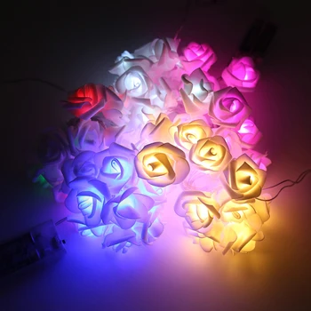 3D Rose LED Bloemenkrans Kerst String Lights Indoor Xmas Gift Party Bruiloft Slaapkamer Thuis Nieuwjaar Decoratie Batterij Lamp