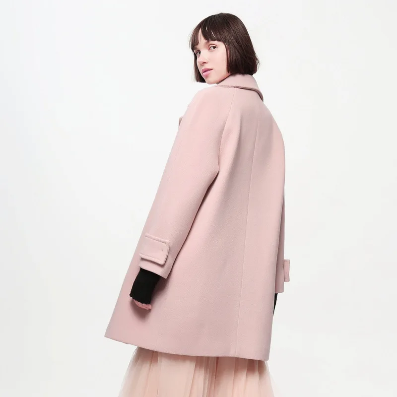 Winter 2020 New Pink Versatile Wool Coat Medium