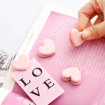 

E33 4 pcs/lot Love Pink Heart Stationery Pushpin Thumbtack Pins Decorative Lovely w51 Clip