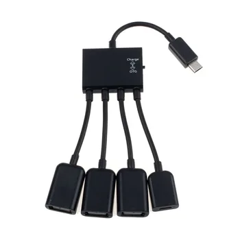 

Black 4 Port Micro USB Power Charging OTG HUB Cable For Smartphone Table 6.10