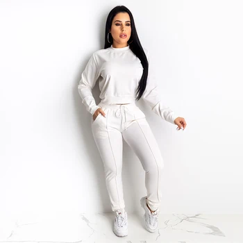 

TWO PIECE SET Women Tracksuit Long Sleeve Track Pants Drawstring Sporting Suit Female Ensemble Femme Sweatsuits Autumn Winter PC