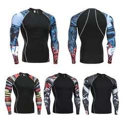 Men Compression Running T Shirt Fitness Tight Long Sleeve Sport tshirt Training Jogging Shirts Gym Sportswear Quick Dry rashgard