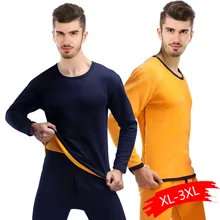 Зимняя пара предупреждающий комплект термобелья для мужчин многослойная одежда Кашемир бархат толстые утеплённые длинные кальсоны плюс размер XXXL