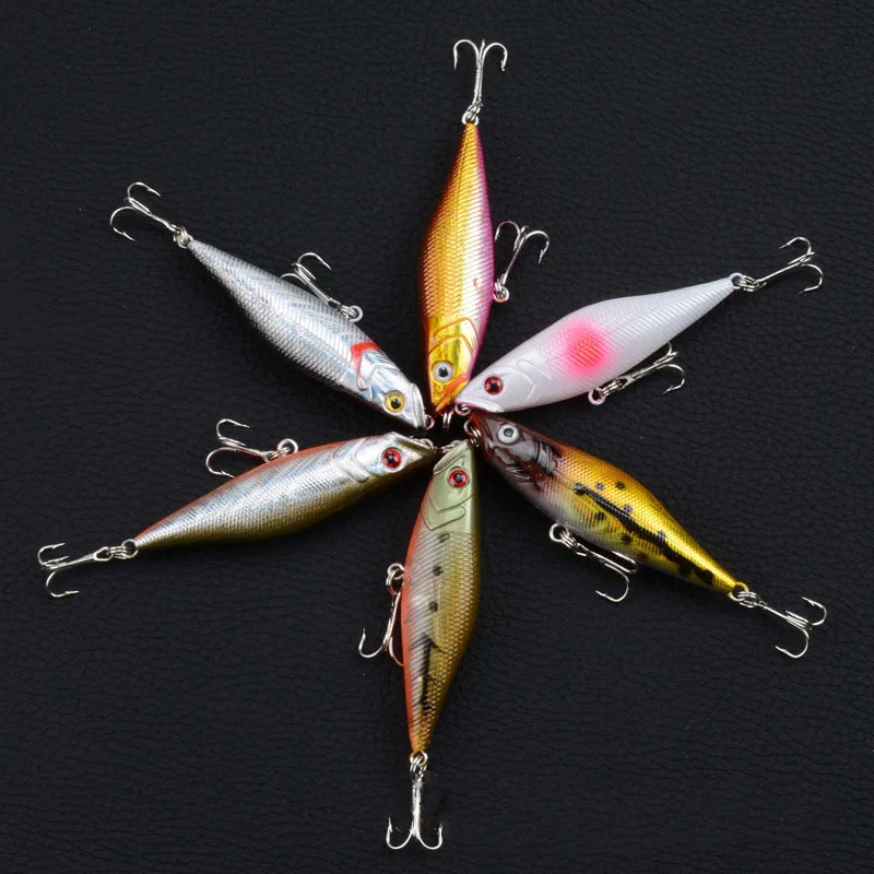 

Artificial Waterproof Floating Popper 6pcs/set 7.5cm/7.5g Wobblers Bionic Bait ABS Plastic Hrad Bait 3D Eyes Fishing Lure