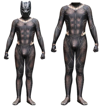 

Black Panther Ainiel Cosplay Costumes Lycra Spandex Golden Bodysuit Suit Zentai Jumpsuits Halloween costumes for Adult Kids