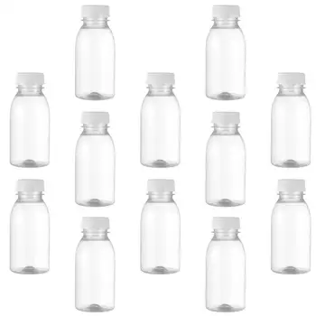 

12Pcs 250ML Transparent Plastic Milk Storage Bottles Beverage Drinking Bottles Plastic Milk Bottle Beverage Bottle Sub-Bottling
