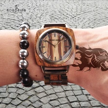 Часы мужские BOBO BIRD деревянные наручные часы с узором зебры Циферблат простой дизайн водонепроницаемый Рождественский подарок в деревянной коробке для него