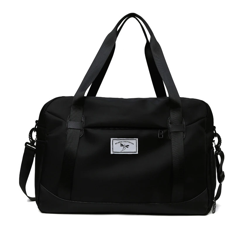 Black Travel Bags Нейлоновая женская спортивная сумка для путешествий, сумки для спортзала, сумка для багажа, водонепроницаемая сумка для фитнеса, Большая вместительная сумка на короткие расстояния, Складная спортивная сумка W1 - Цвет: Black Travel Bags