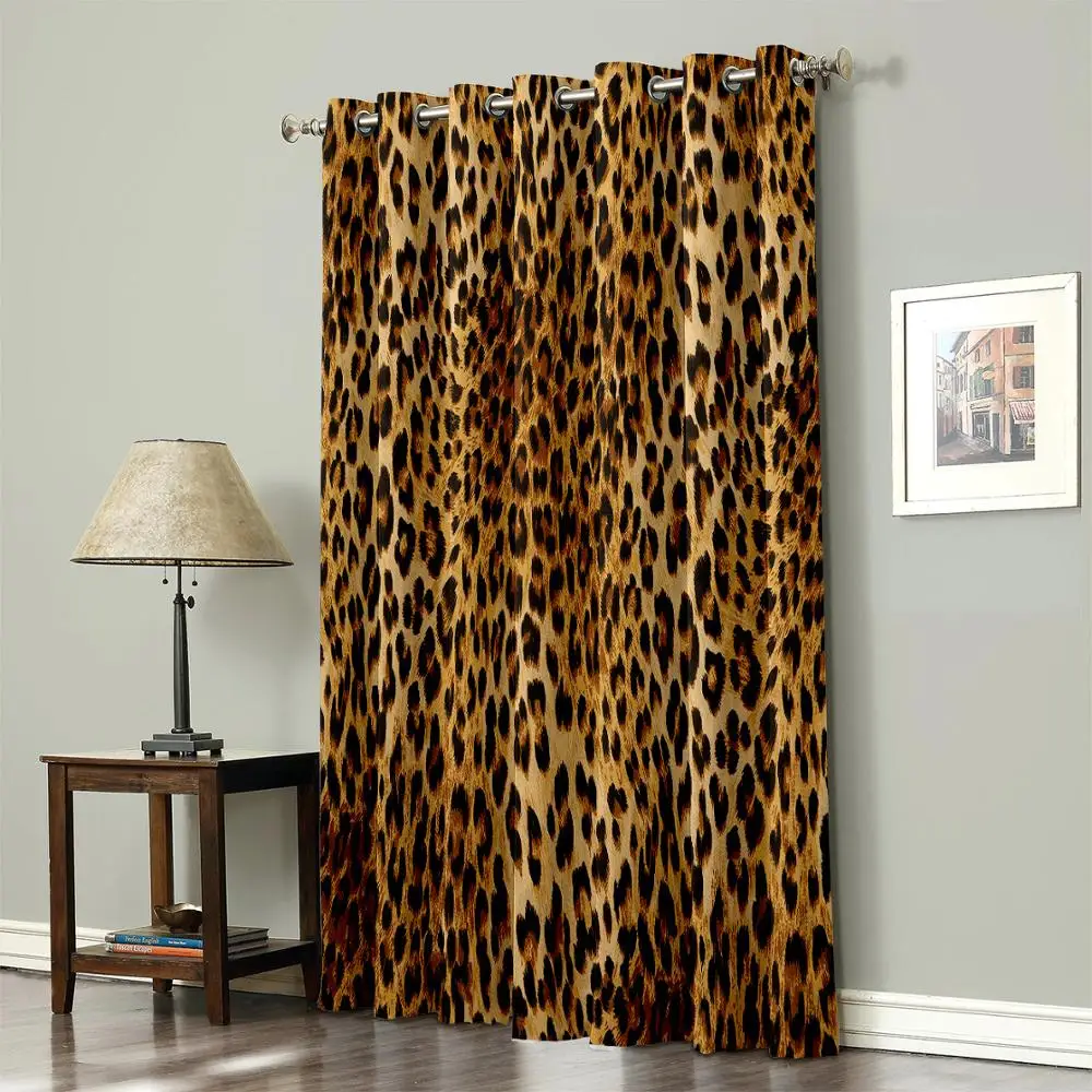 Wild Animald Leopard Window Curtains Living Room Outdoor Fabric Drapes Curtain Home Decor 5