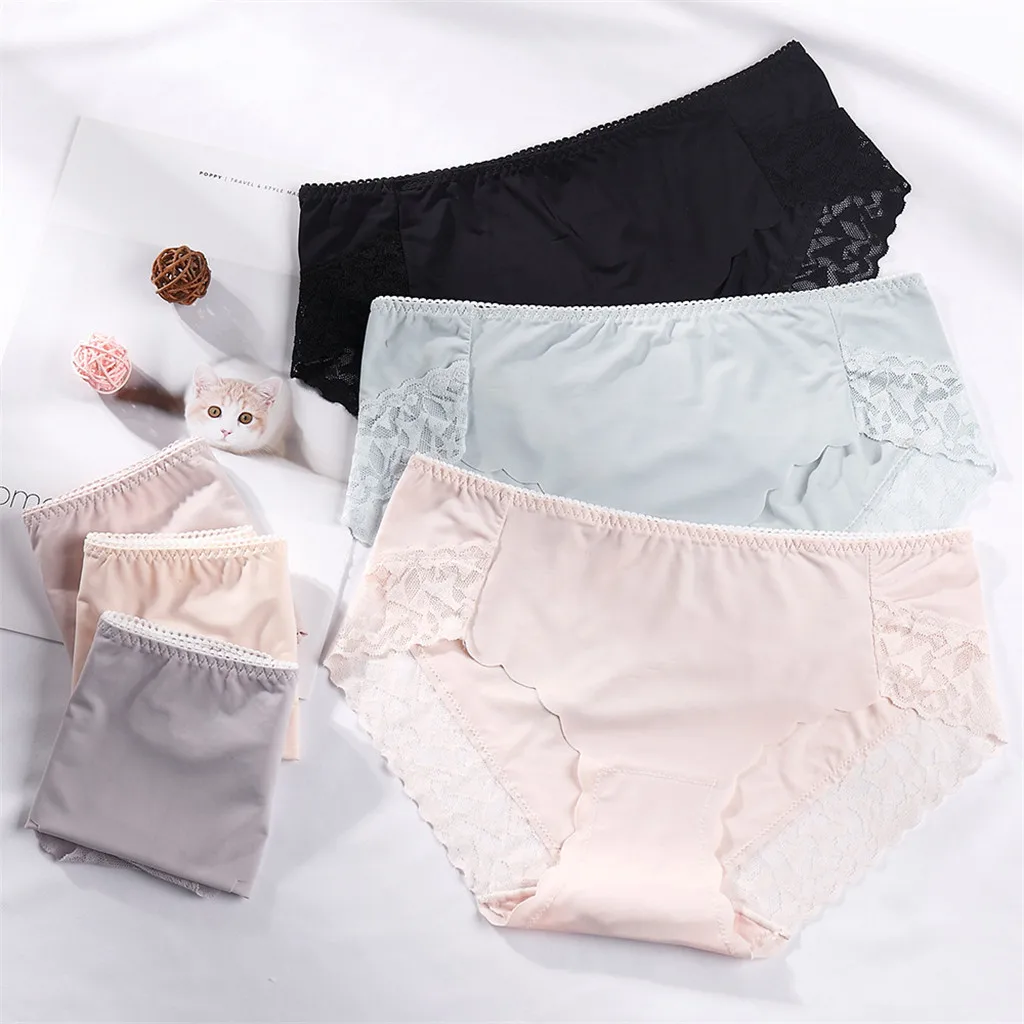 

Women Underwear Mid Waist Briefs Breathable Soft Ladies Stretch Panties