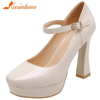 

KARINLUNA New Hot Sale Ladies Elegant Shallow Pumps Cool High Heels Platform Pumps Women Fashion Square Toe Shoes Woman