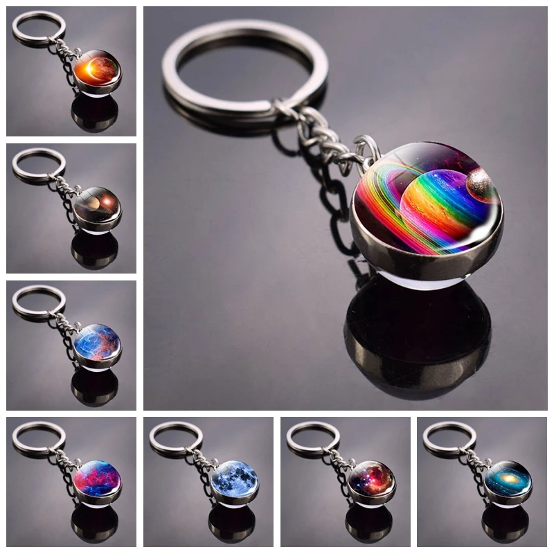 Goods  2019 New Glass Ball Galaxy Nebula Double Sided Glass Ball Keychain Universe Planet Picture Glass Ke 