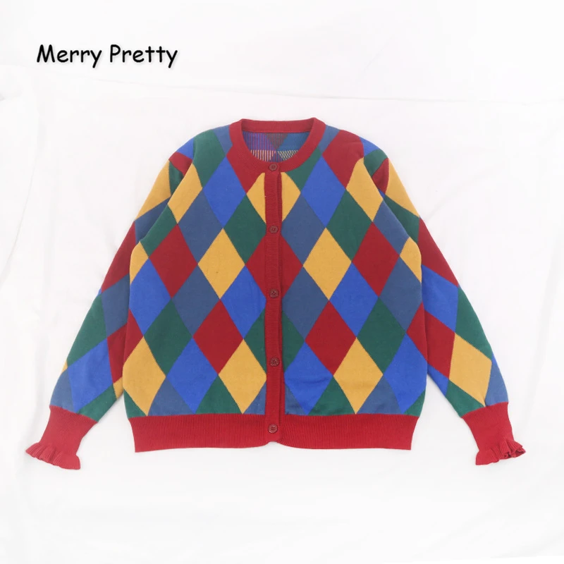 MERRY PRETTY, женские вязаные свитера и пуловеры с вышивкой, однобортный вязаный свитер Харадзюку для девочек, жаккардовый