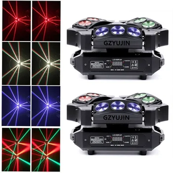 

2Pcs 9 LED RGBW DJ Spider Moving Head Stage Effect Lighting Strobe Lights DMX