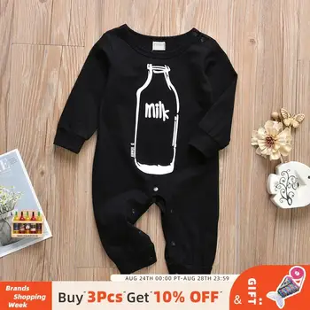 

Bear Leader Newborn Kids Autumn Thin Costume Fashion Brief Casual Romper Boys Bottle Pattern Cartoon Rompers Girls Clothes