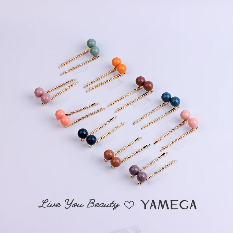 YAMEGA, 2 шт./партия, новинка, корейский жемчуг, заколка для волос, металлические золотистые шпильки для волос, простой головной убор, украшения для волос, аксессуары-заколки для волос для женщин