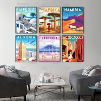 Póster de viaje de Tanzana, pintura en lienzo de paisaje Modular HD, impresiones modernas de estilo Anime, imagen para decoración de sala de estar