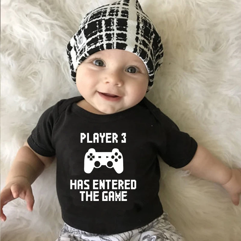 

Player 3 Has Entered The Game Baby Newborn Boys Girls Bodysuits Summer Cotton Infant Toddler Jumpsuits Onesie Outwear 0-24Months