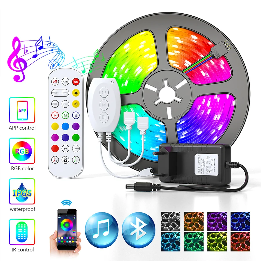 Bluetooth светодиодные полосы света SMD 2835 5050 RGB Водонепроницаемая светодиодная лампа