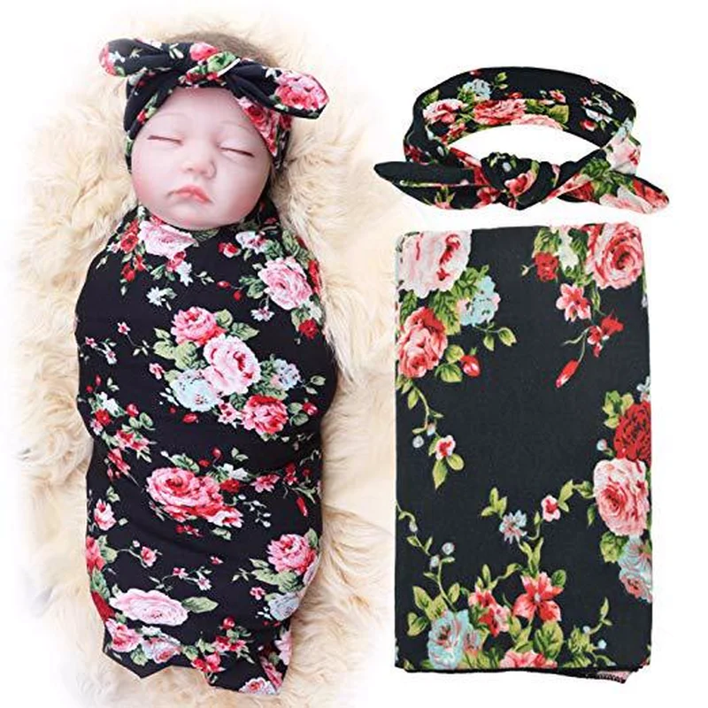 

Baby Bedding Blanket + Hair Band Cotton Baby Swaddle Wrap for Newborns Soft Infant Blanket & Swaddling Wrap Blanket Sleepsack