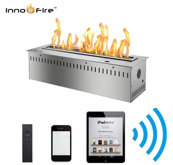 Inno-Fire-llama inteligente de 48 pulgadas, control remoto, color plateado o negro, chimenea artificial