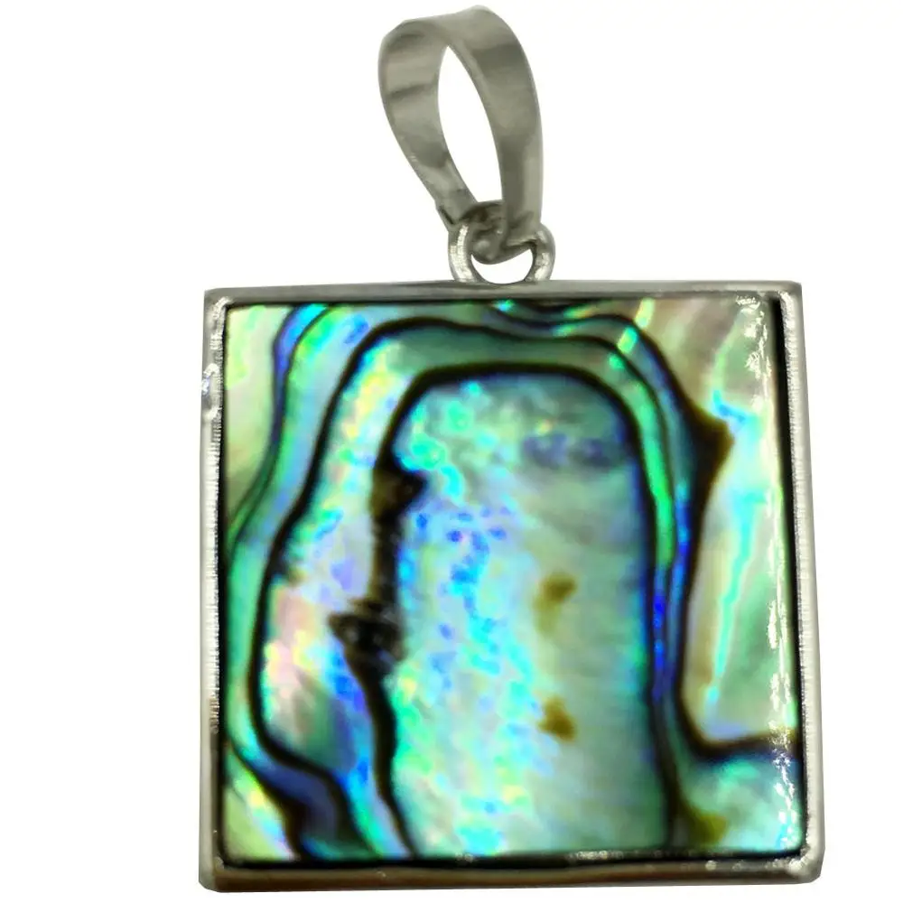 

Free Shipping Beautiful jewelry New Zealand Abalone Shell Square Pendant Bead PC7949