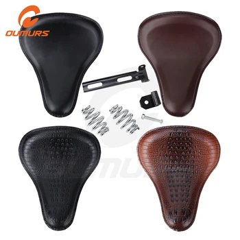 

OUMURS Motorcycle Slim Solo Spring Bracket Seat 3'' Leather Alligato Baseplate Pan For Sportster Chopper Bobber Custom Scooter
