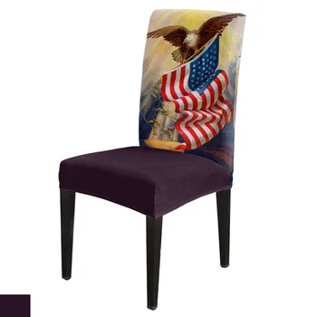 

6/8piece American Flag Eagle Print Chair Cover Dining Elastic Chair Covers Spandex Stretch Elastic Anti-dirty Removable