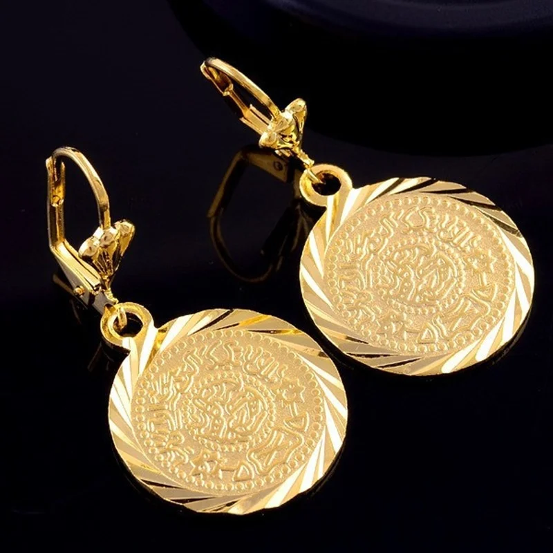 Lucky Coin Totem Drop Earrings14K Gold filled Hoop Earrings for Women for small hoop earrings