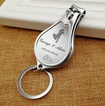 

300pc Personalized keyring bottle opener, Multi function folding nail clippers, Personalized Wedding Favor, custom engraved logo