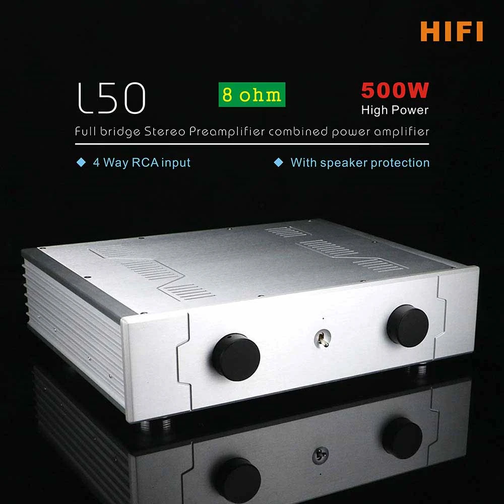 HIFI L50 полный мост комбинированный усилитель мощности с 4 входом/SPK защита 500 Вт 8 Ом