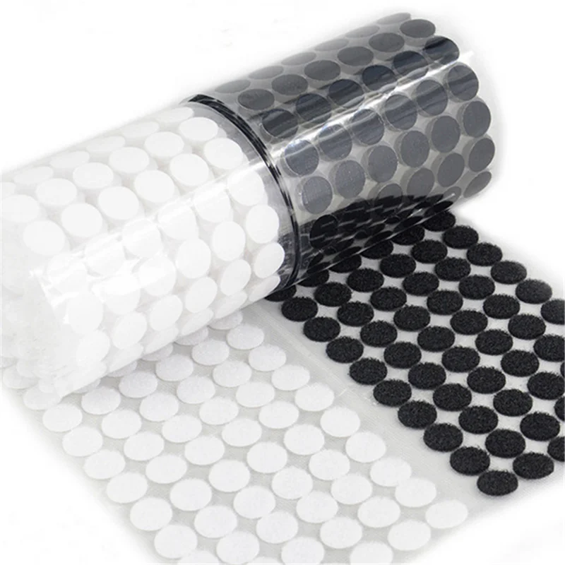 

10-25mm Self Adhesive Fastener Tape Dots Strong Glue Magic Sticker Disc White Black Round Coins Hook Loop Tape